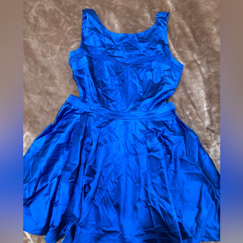 Guess by Marciano fit and flare royal blue satin dress size 10 womens
